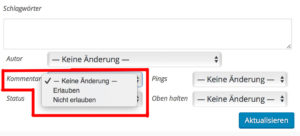 WordPress Kommentare deaktivieren für mehrere Seiten/Beiträge mit QuickEdit